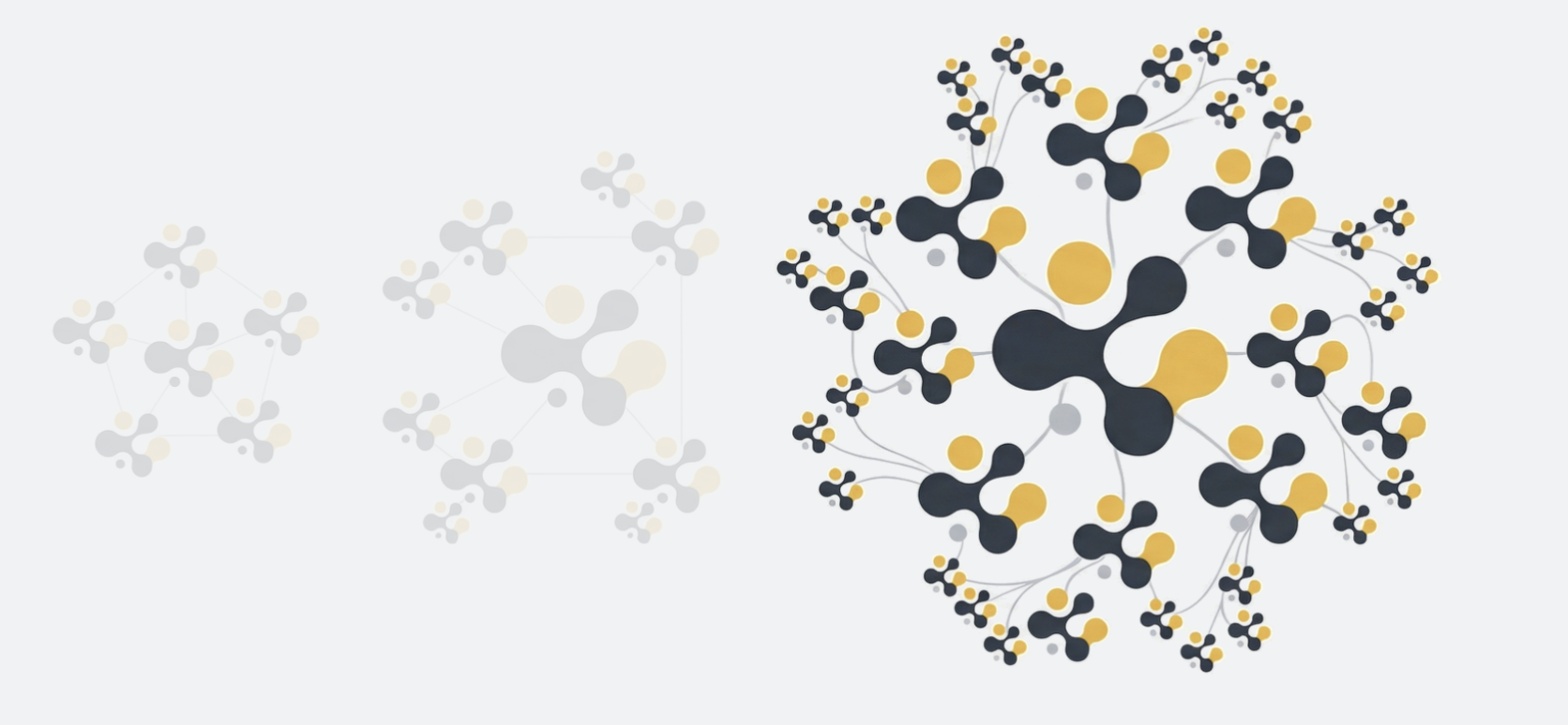 The fractal scale: one node becoming a connected fractal team